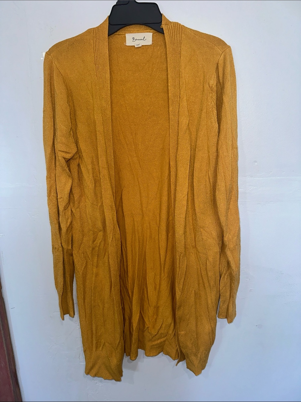 Women’s Open-Front Mustard Cardigan Sweater